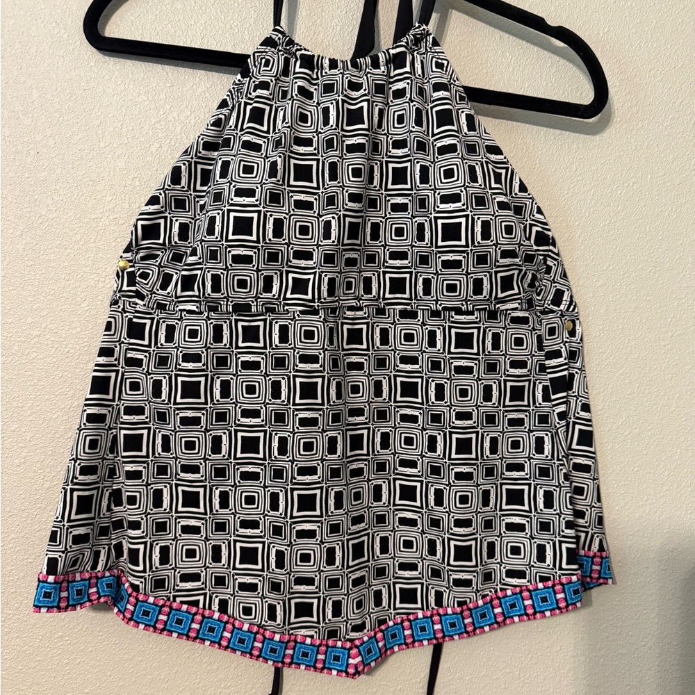 a.n.a Black and White Geometric Swim Top